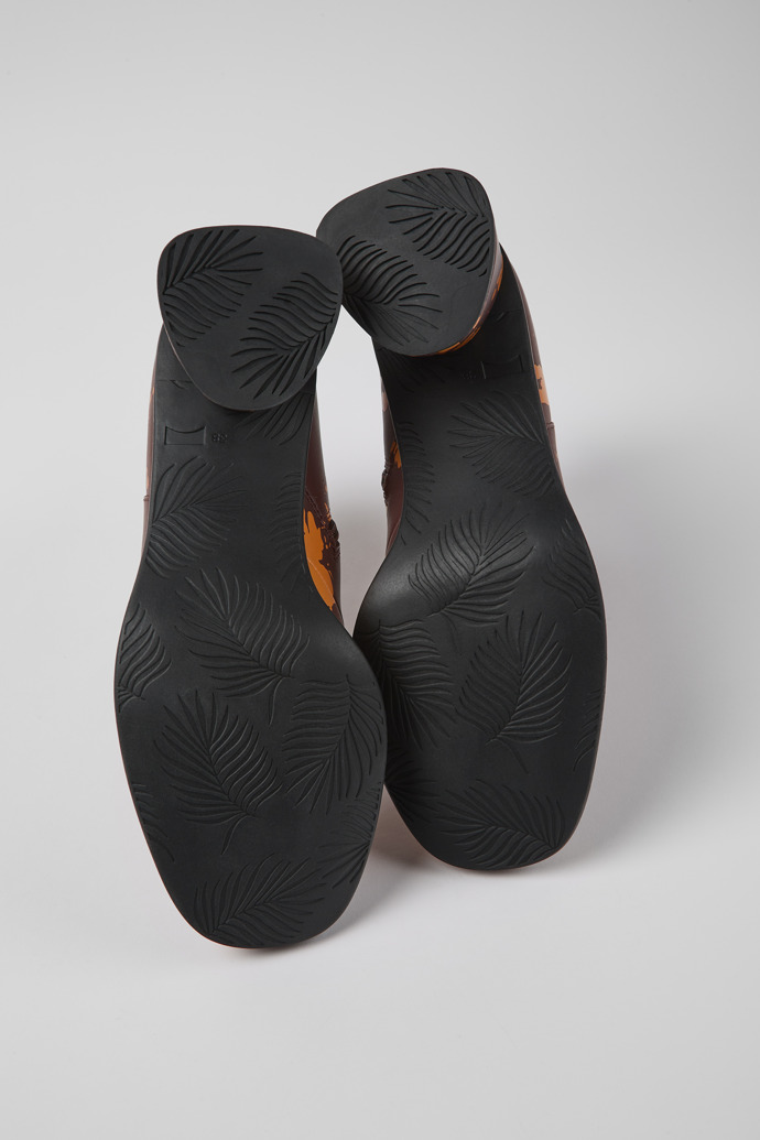 Kiara Burgundy and orange printed leather ankle boots