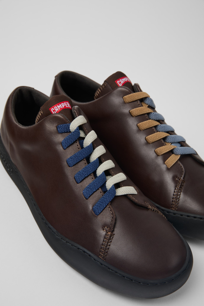 Twins Brown Leather Sneakers for Men.
