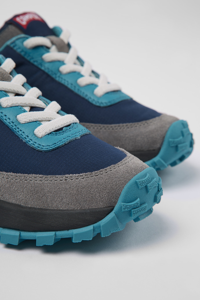 Drift Trail Blue textile and leather sneakers for kids