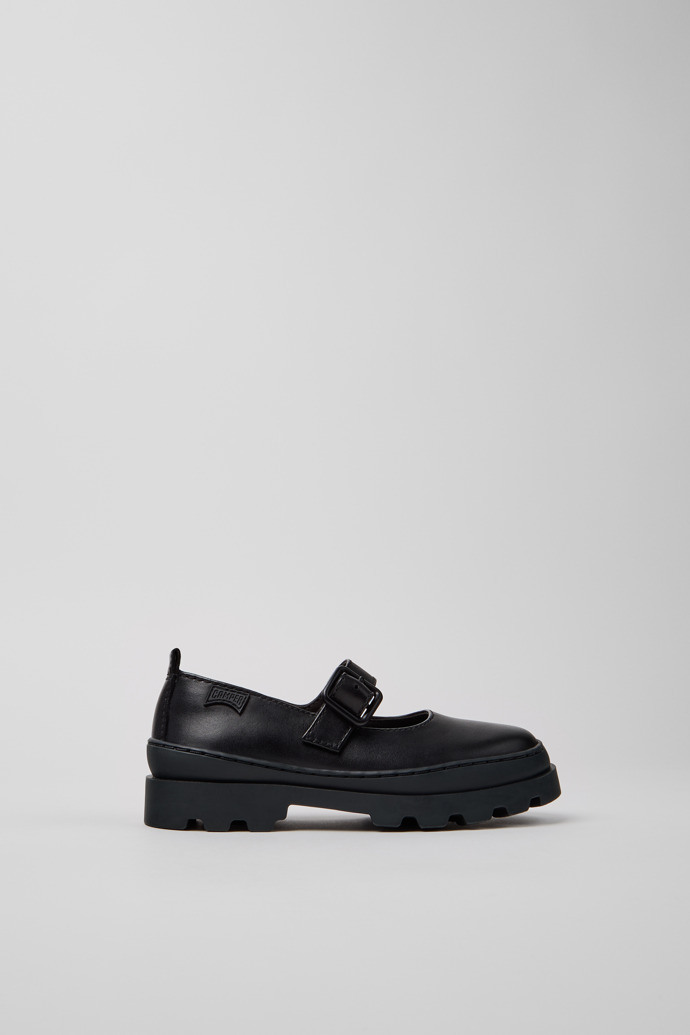 Brutus Black Leather Shoes for Kids.