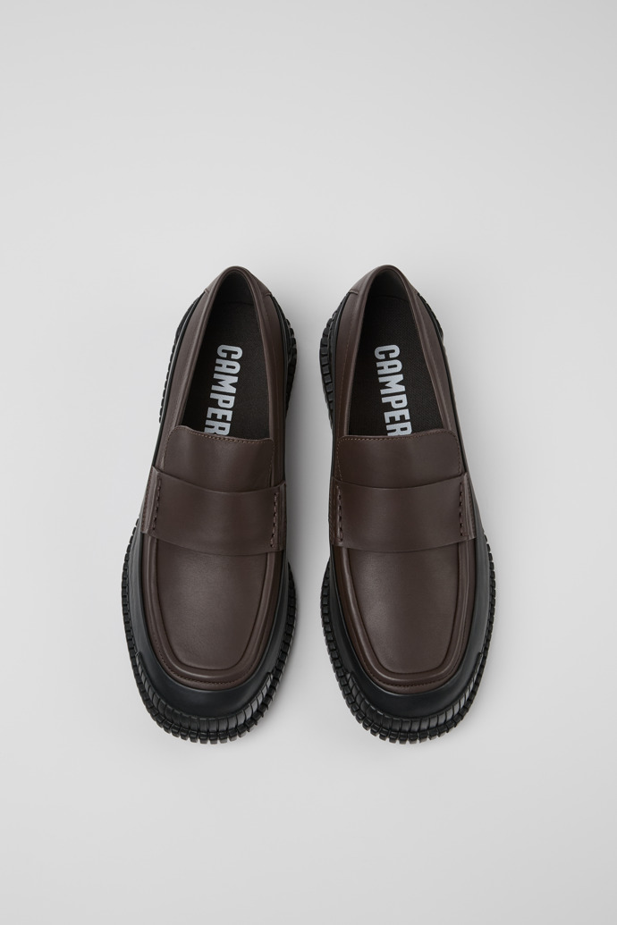 Pix Brown-black Leather Moccasin for Men