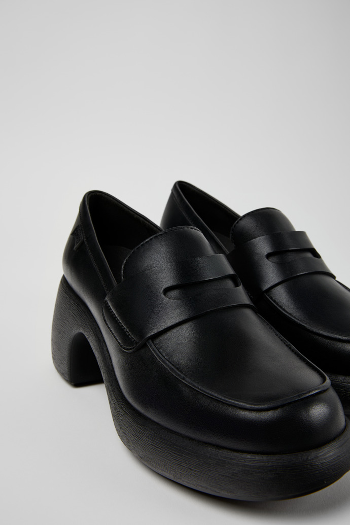 Thelma Black Leather Moccasin/Ballerina for Women.