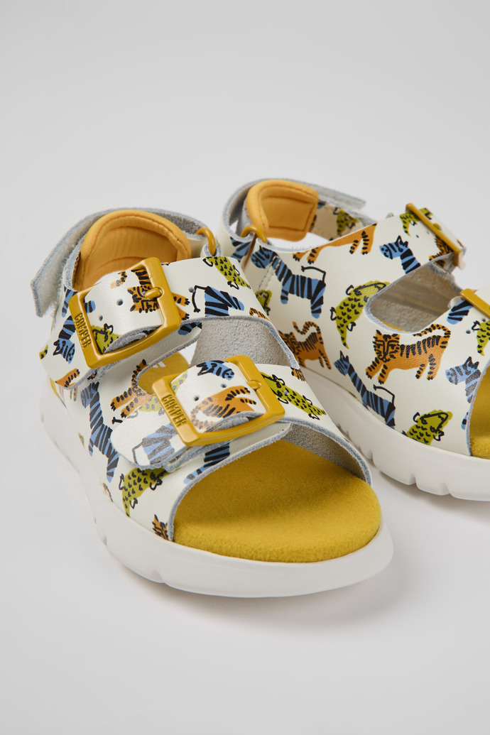 Oruga Multicolored leather sandals for kids