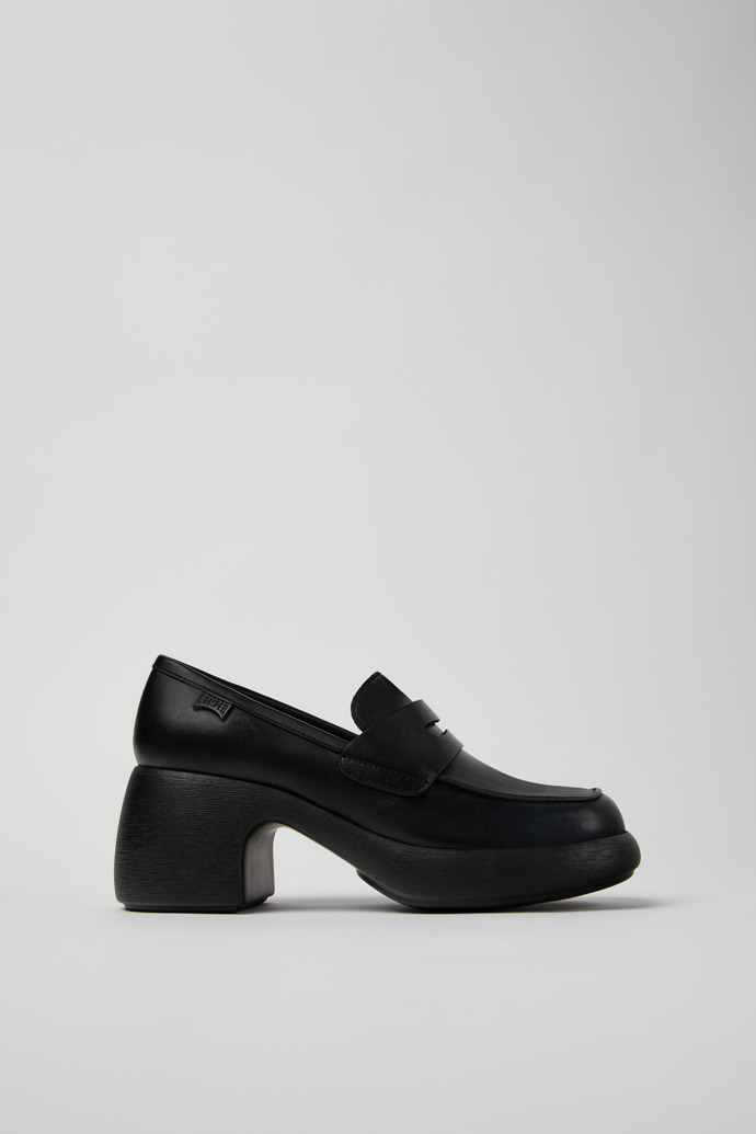 Thelma Black Leather Moccasin/Ballerina for Women.