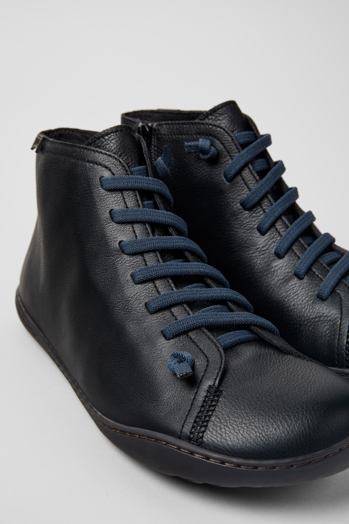 Peu Black Chrome-Free Leather Ankle Boots for Men.