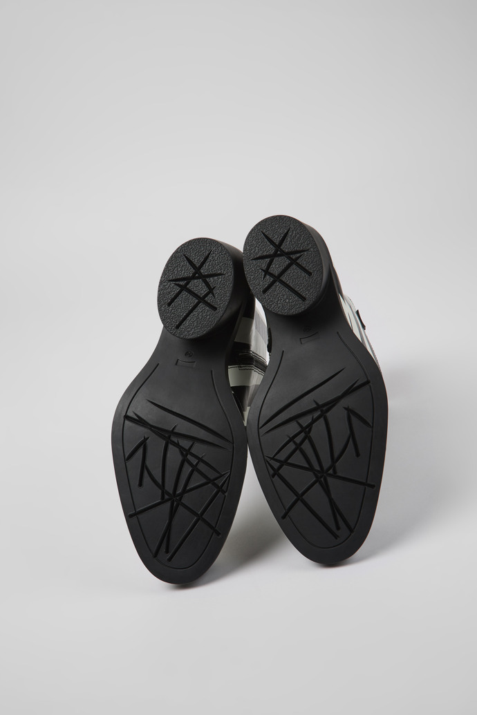 Bonnie Black and white striped leather boots for women