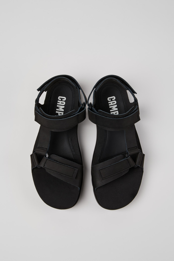 Oruga Black leather sandals for men