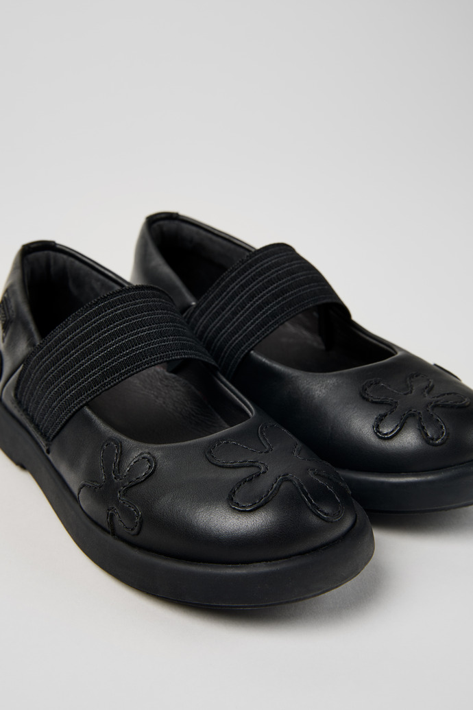 Twins Black leather shoes for kids