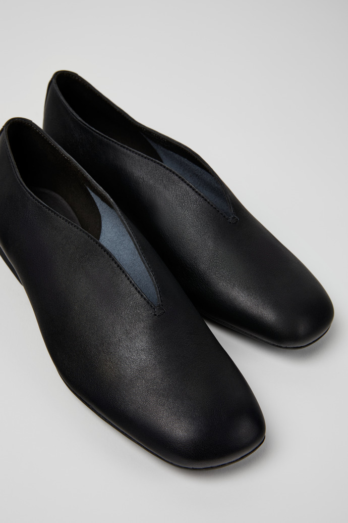 Casi Myra Black Leather Shoes for Women.