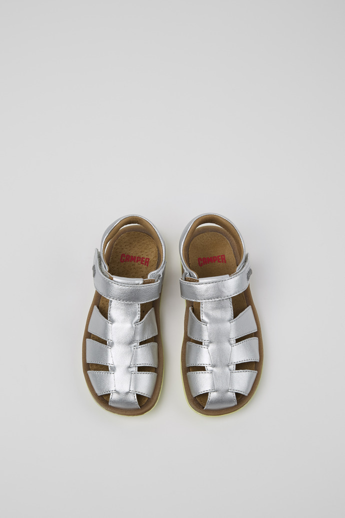 Bicho Silver Leather Closed Sandals for Kids.