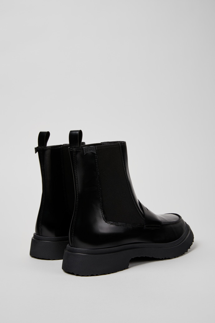 Walden Black Leather Mid Boots for Men.