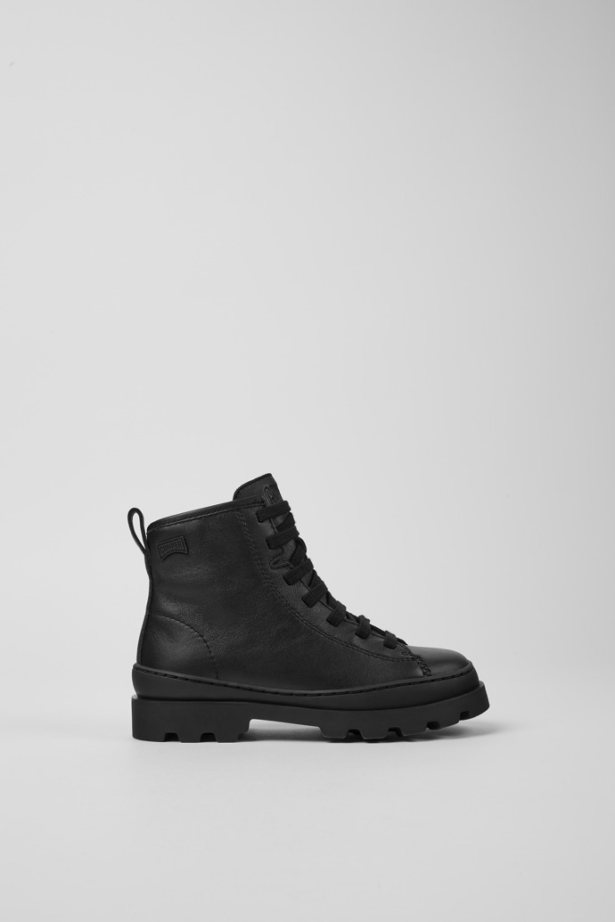 Brutus Black Leather Ankle Boots for Kids.