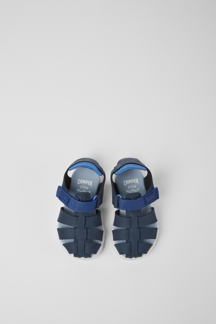 Oruga Blue leather and textile sandals