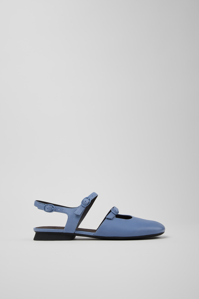 Casi Myra Blue Leather Semi-Open Shoes for Women.