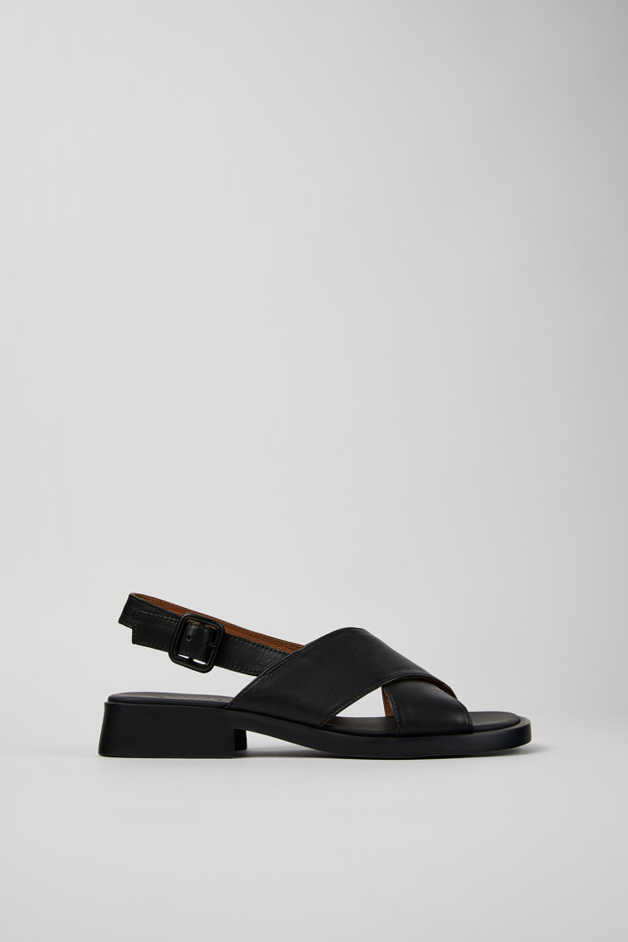 Dana Black Leather Sandals for Women.
