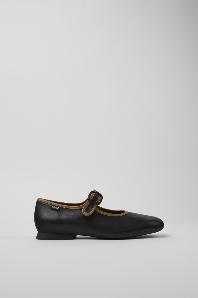 Twins Black leather ballerinas for women