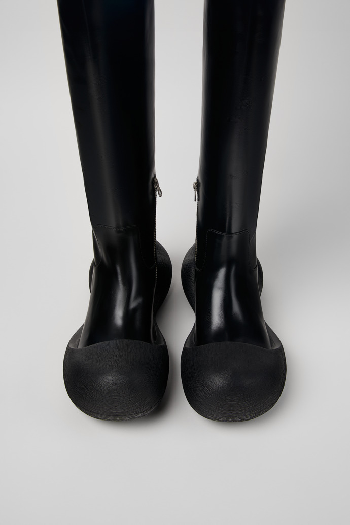 Caramba Black Leather Knee-High Boots