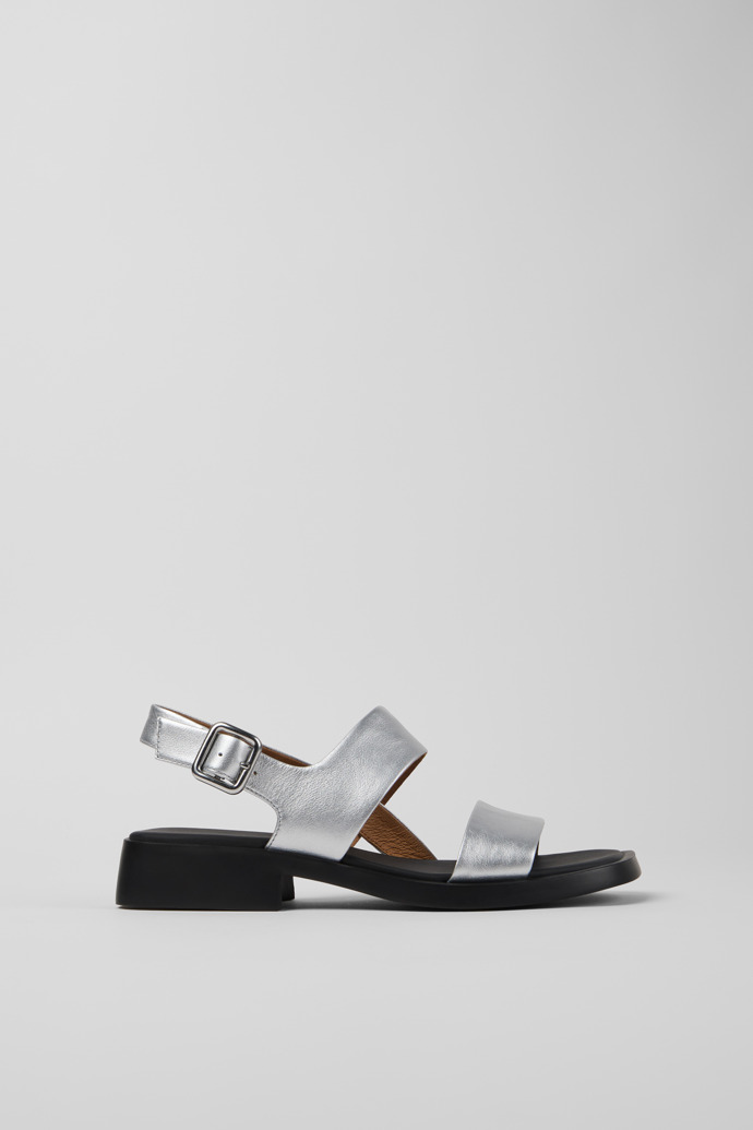 Dana Gray Leather Sandals for Women.