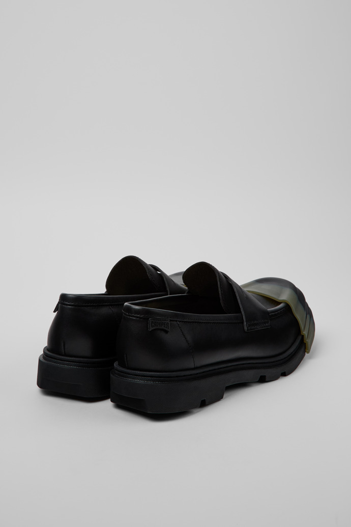 Junction Black Leather Moccasin Shoes for Men.