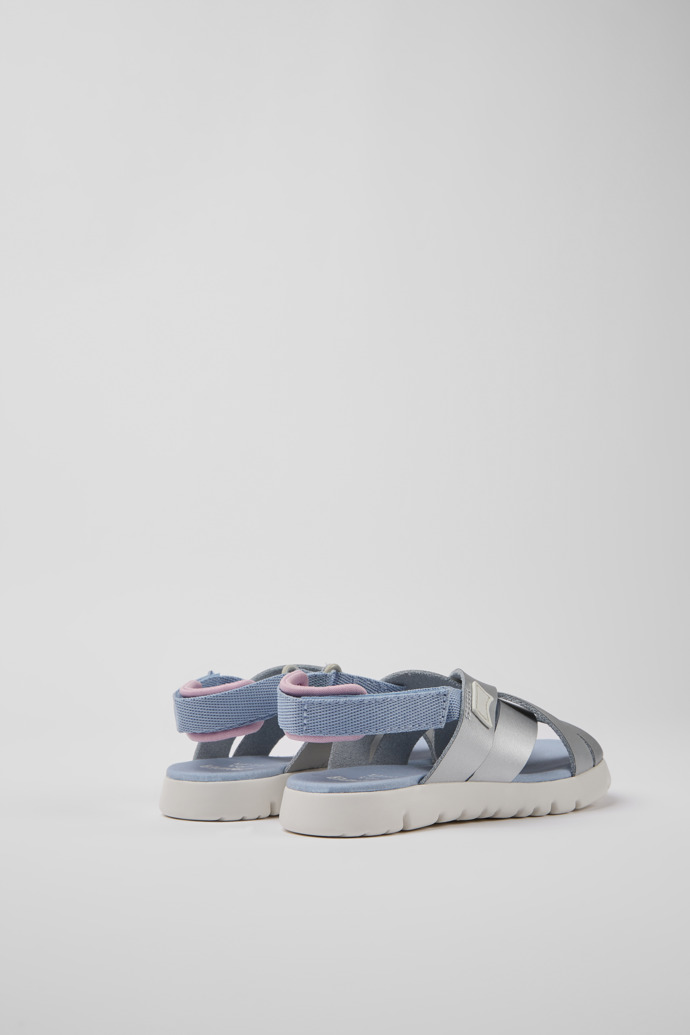 Oruga Silver leather sandals for kids