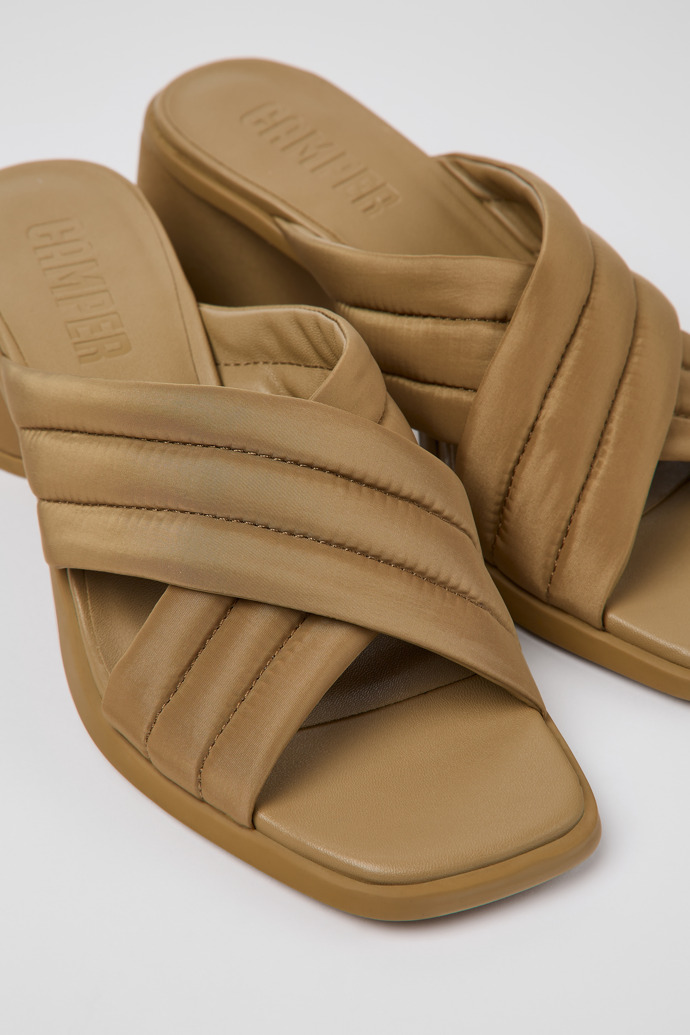 Kiara Brown Textile Cross-strap Sandal for Women