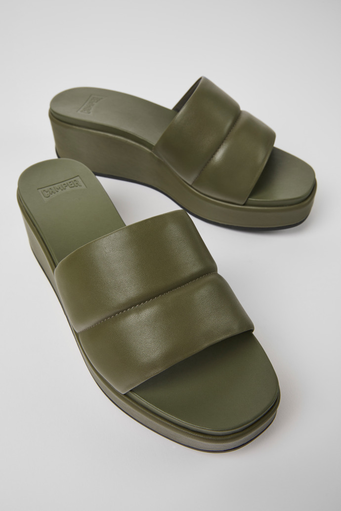 Misia Green leather sandals for women