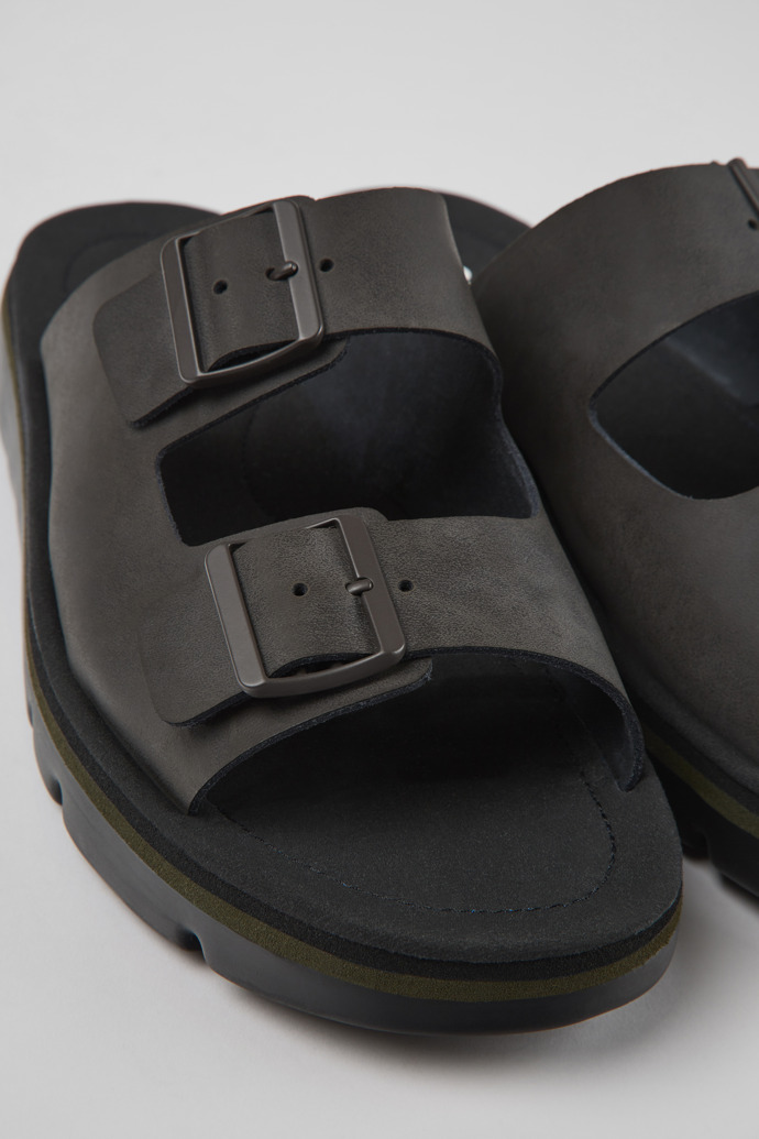 Oruga Brown Leather Slide for Men