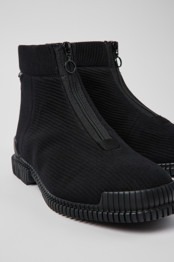 Pix Black Textile Mid Boots for Men.