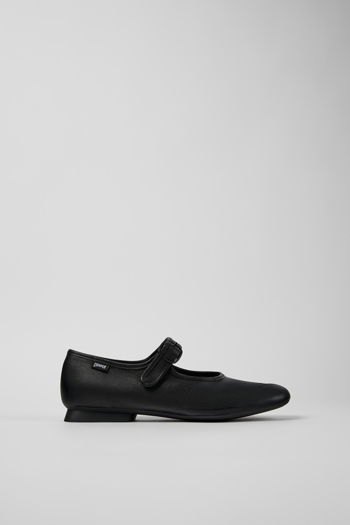 Casi Myra Black Leather Shoes for Women.