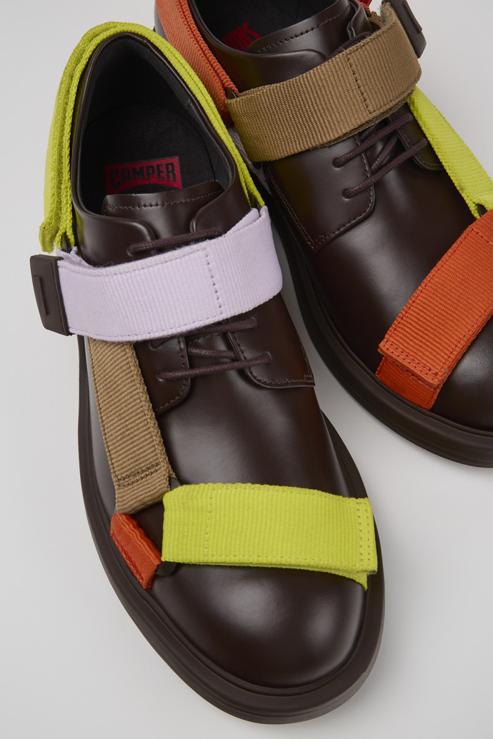 Twins Brown leather and textile shoes for men