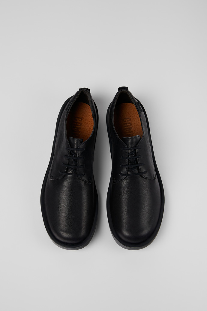 Wagon Black Leather Blucher for Men