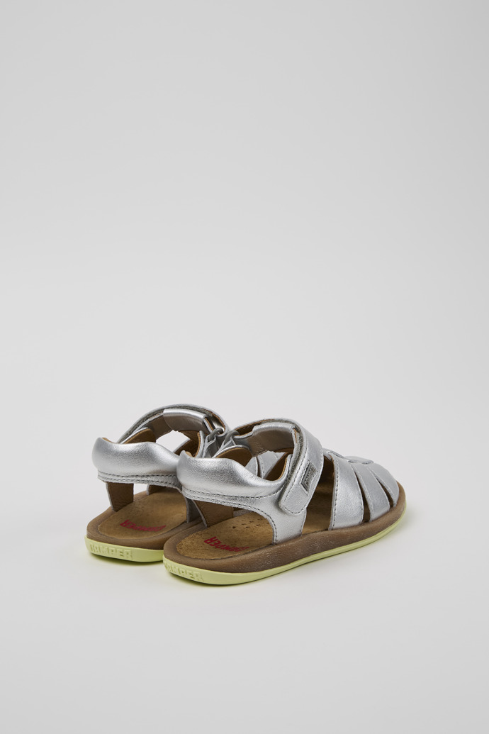 Bicho Silver Leather Closed Sandals for Kids.