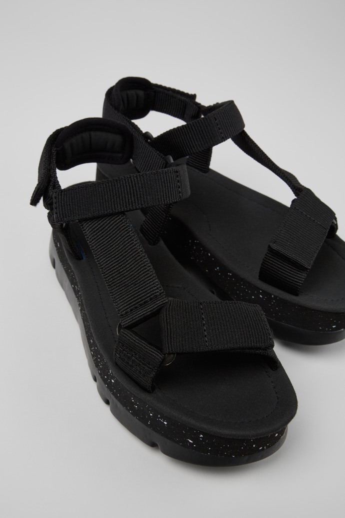 Oruga Up Black recycled PET sandals for women