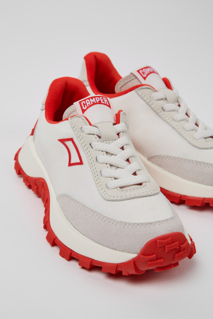 Drift Trail White Recycled PET and Leather Sneakers for Kids.