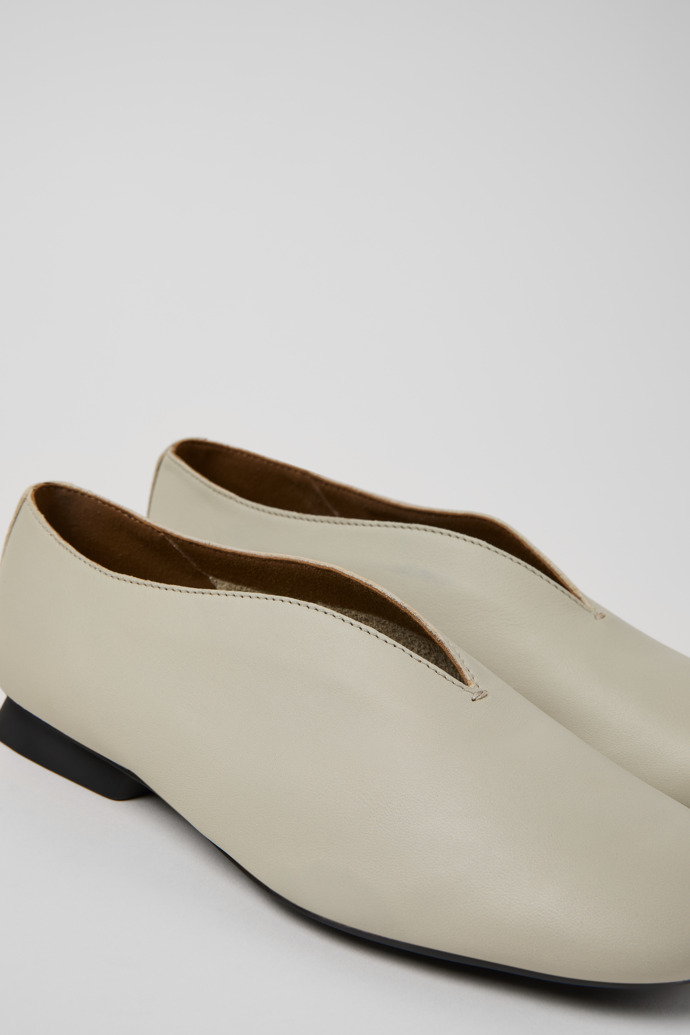 Casi Myra Gray Leather Shoes for Women.