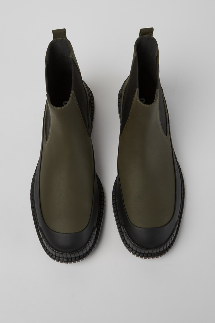 Pix Green Leather Chelsea Bootie for Men