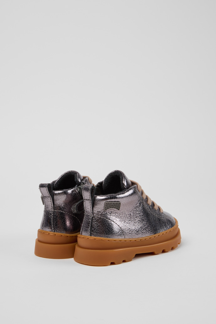 Brutus Silver Leather Ankle Boots for Kids.