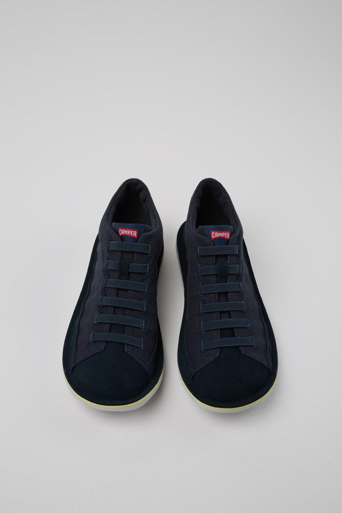 Beetle Blue Recycled Cotton and Nubuck Ankle Boots for Men.