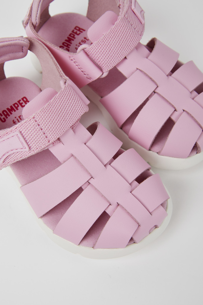 Oruga Pink leather and textile sandals
