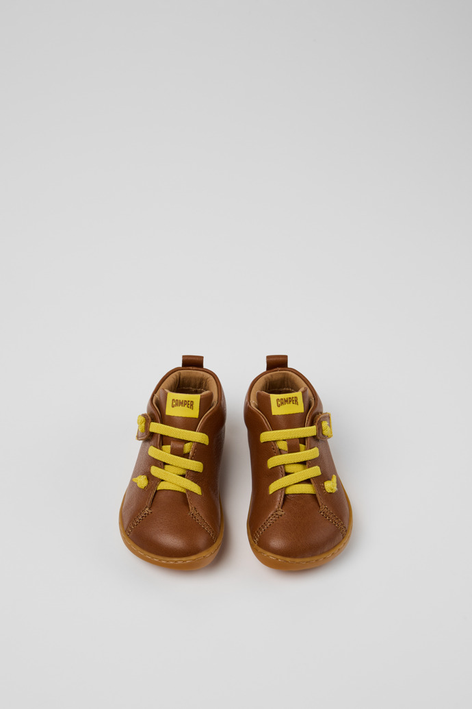 Peu Brown Leather Ankle Boots for Kids.