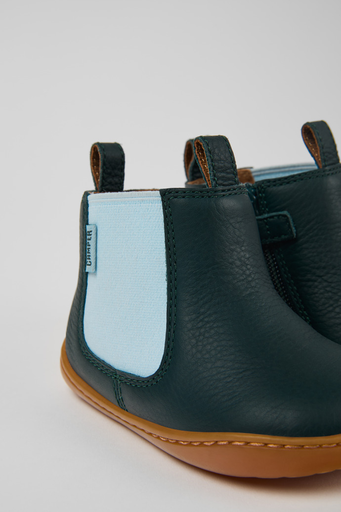 Peu Green leather boots for kids