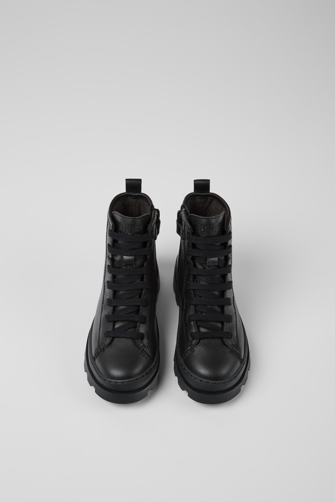 Brutus Black Leather Ankle Boots for Kids.