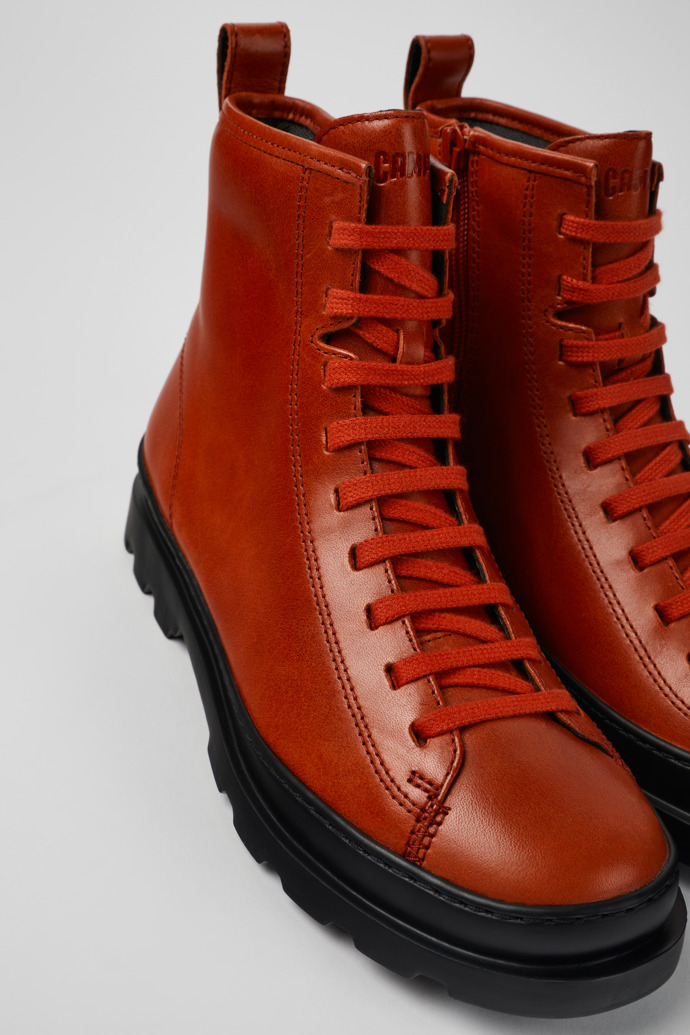 Brutus Red leather lace-up boots for women