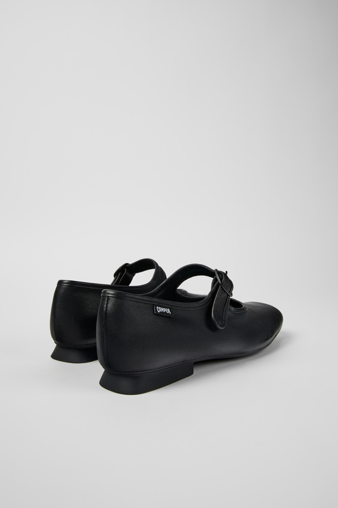 Casi Myra Black Leather Shoes for Women.