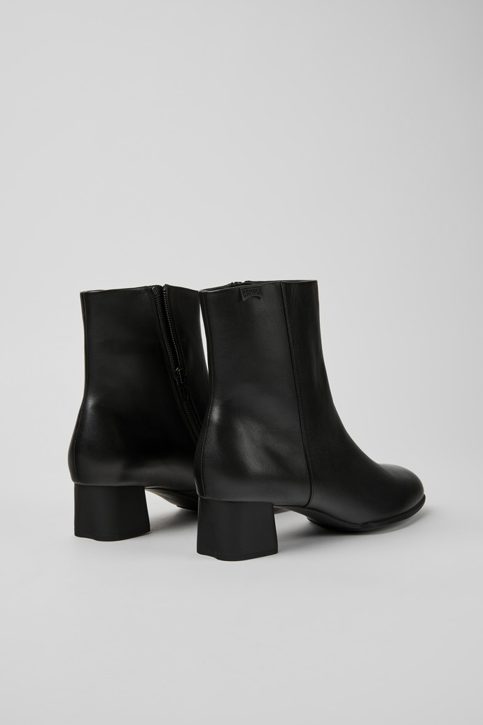 Katie Black Leather Mid Boots for Women.