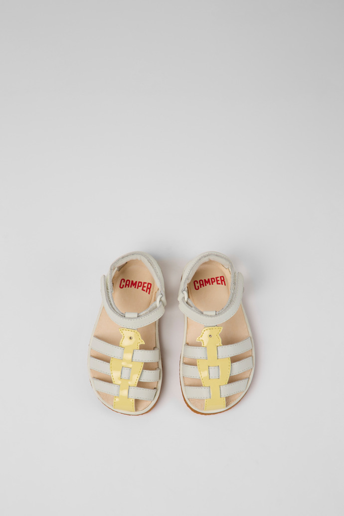 Miko White and yellow leather sandals for kids