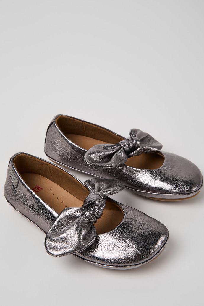 Right Nina Silver Leather Ballerinas for Kids.