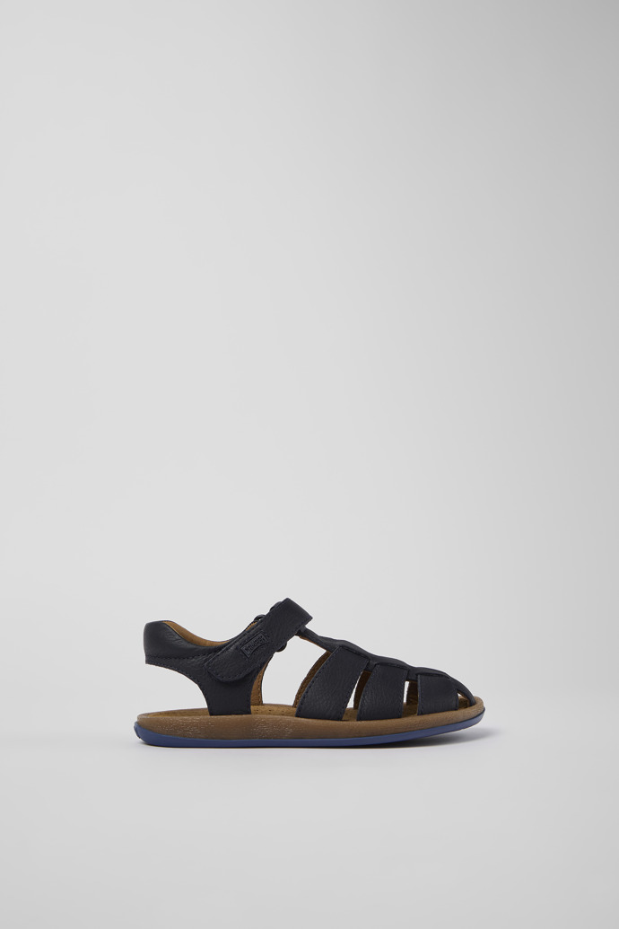 Bicho Dark blue leather sandals for kids