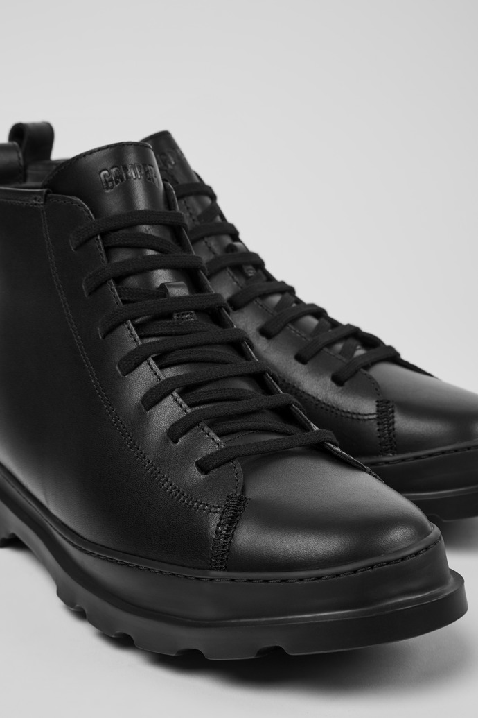 Brutus Black leather ankle boots for men