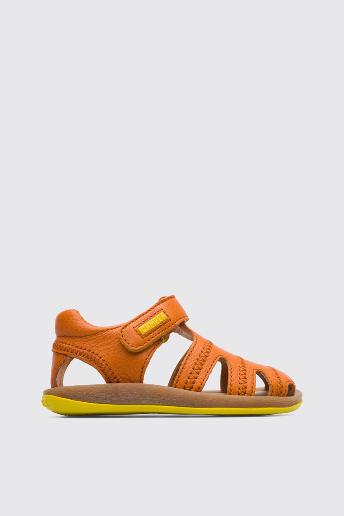 Bicho Closed dark orange T-strap sandal for kids